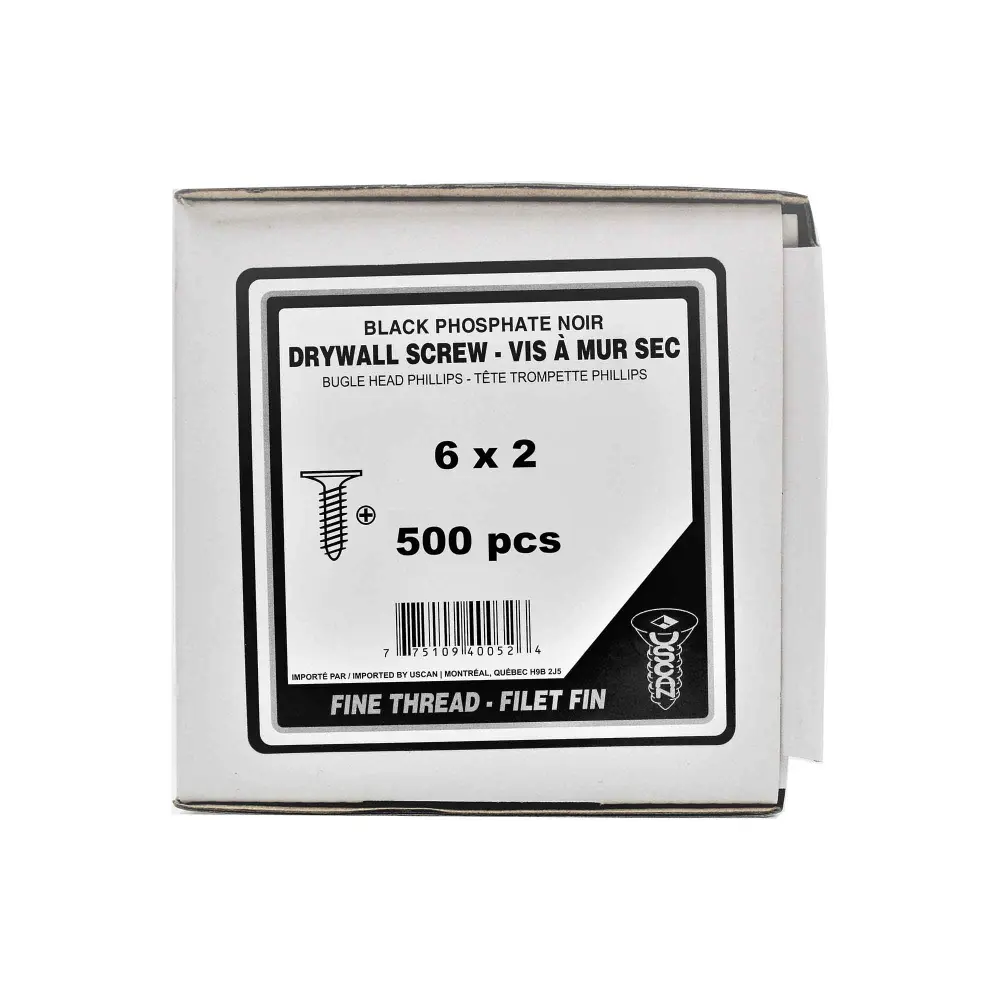 Fine Thread Drywall Screw, #6 x 2" (500 Units)