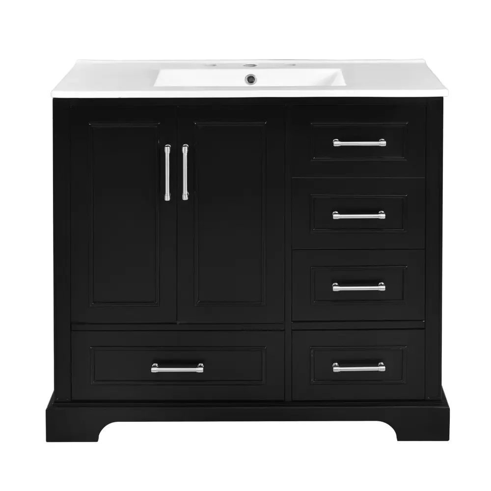 High Precision Traditional Bathroom Vanity Smooth Close Doors And Drawers
