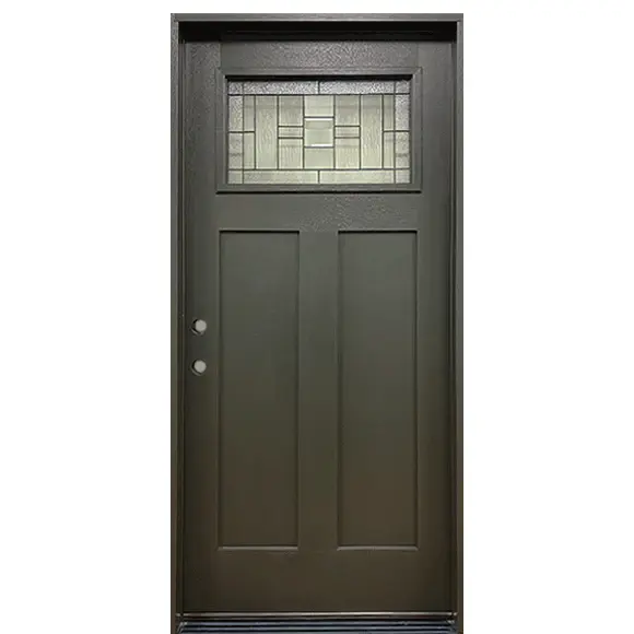 Hometown 36 . x 80 . 1/4 Lite Decorative Glass Painted Onyx Prehung Fiberglass Exterior Door Brickmold