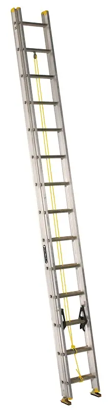 Louisville AE3200 Series AE3228 Extension Ladder, 27 ft 7 H Reach, 250 lb, 28-Step, 1-1/2 D Step, Aircraft-grade