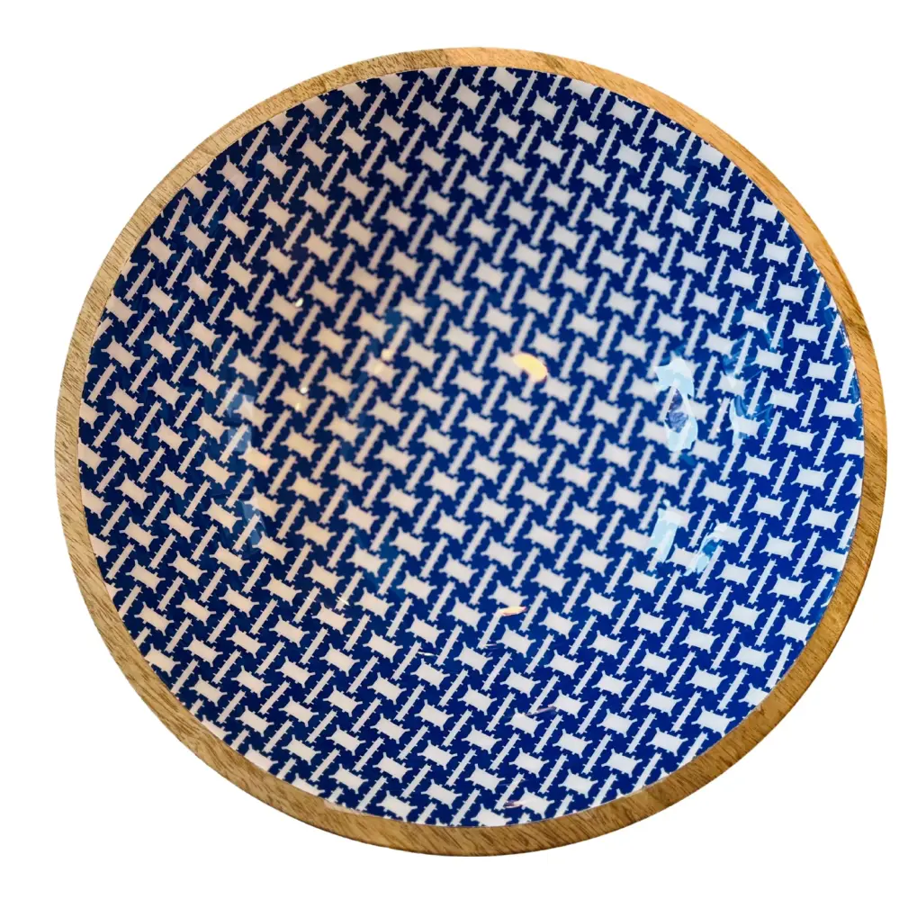 Magnetic Mango Wood & Ornamented Enamel Bowl