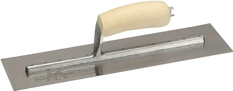 Marshalltown MXS64 Finishing Trowel, 14 L Blade, 4 W Blade, Spring Metal Blade, Square End, Curved Handle