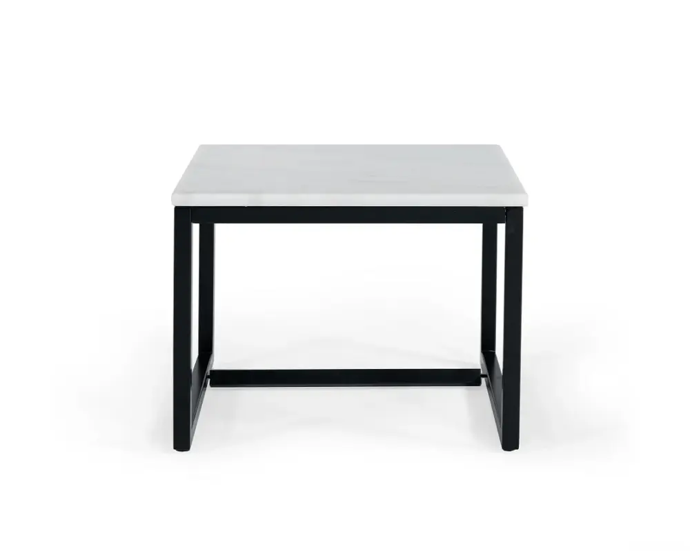 Modrest Baca - White Marble + Midnight Metal End Table