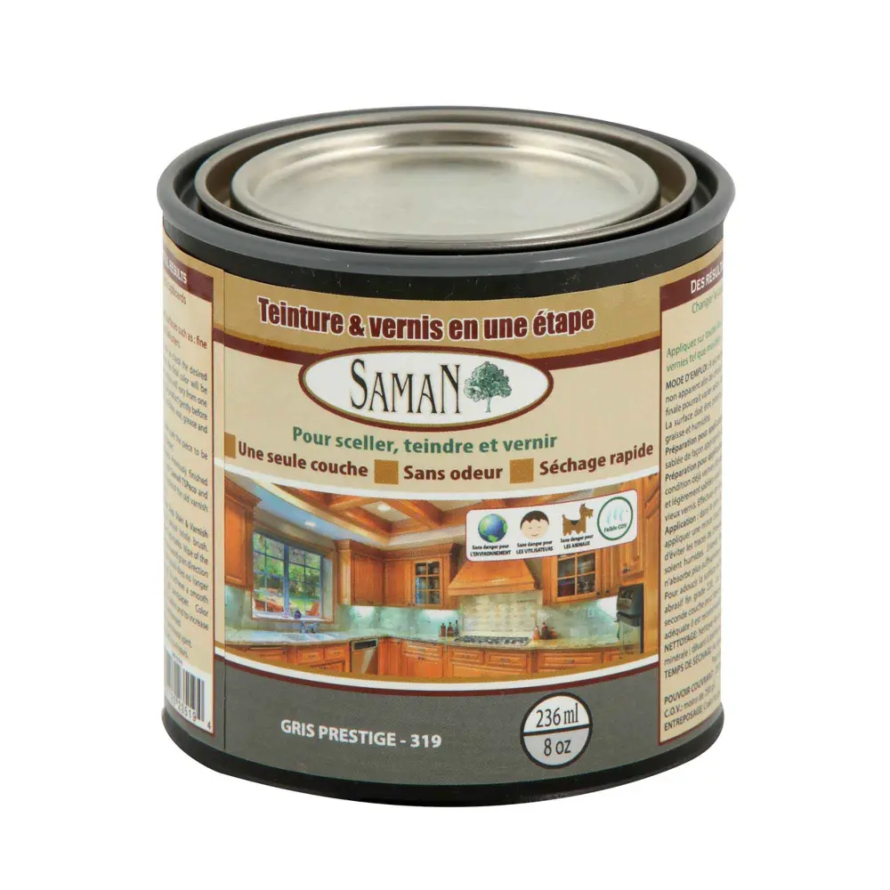 Prestige Grey One Step Wood Stain and Varnish, 236 ml