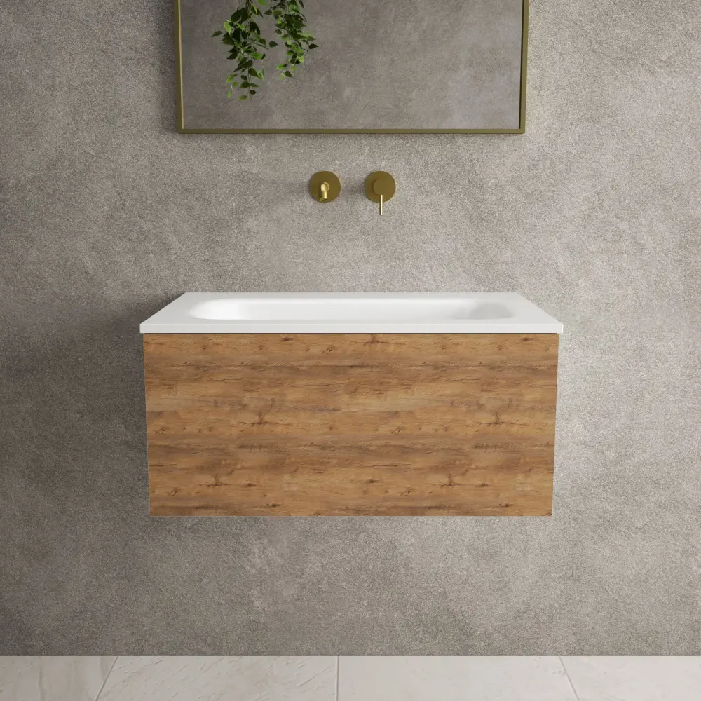 Raffinata One Drawer Vanity Unit Beyondstone Basin - Oak 700mm