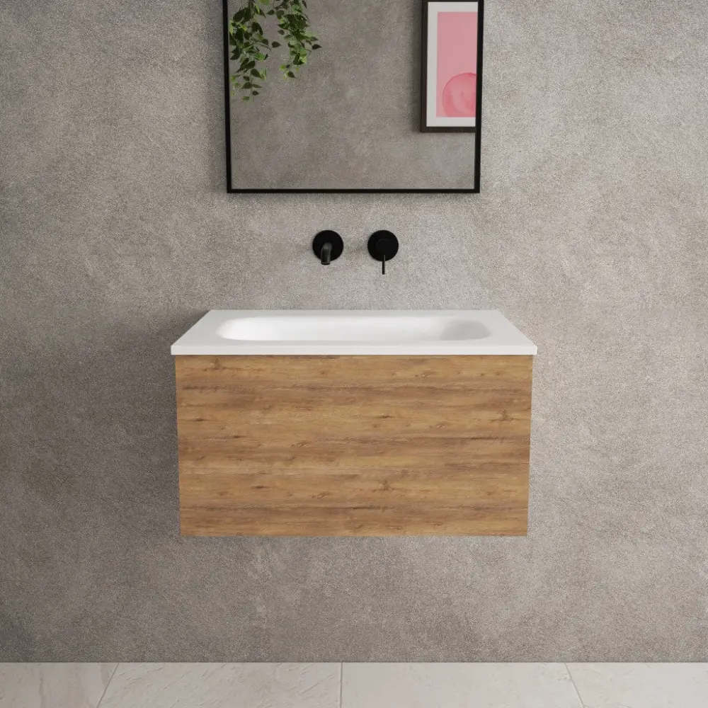 Raffinata One Drawer Vanity Unit Beyondstone Basin - Oak 600mm