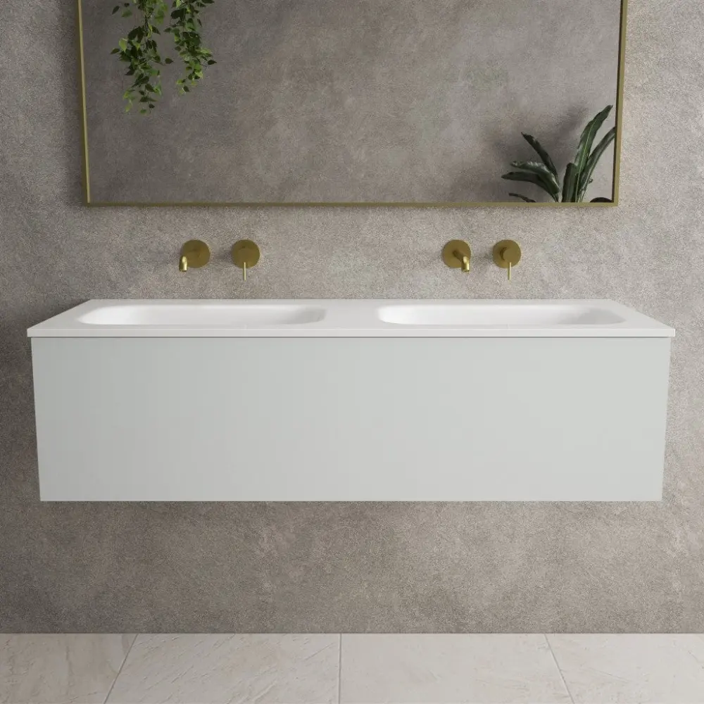 Raffinata One Drawer Vanity Unit Beyondstone Twofold Basin - Matt Dove 1200mm