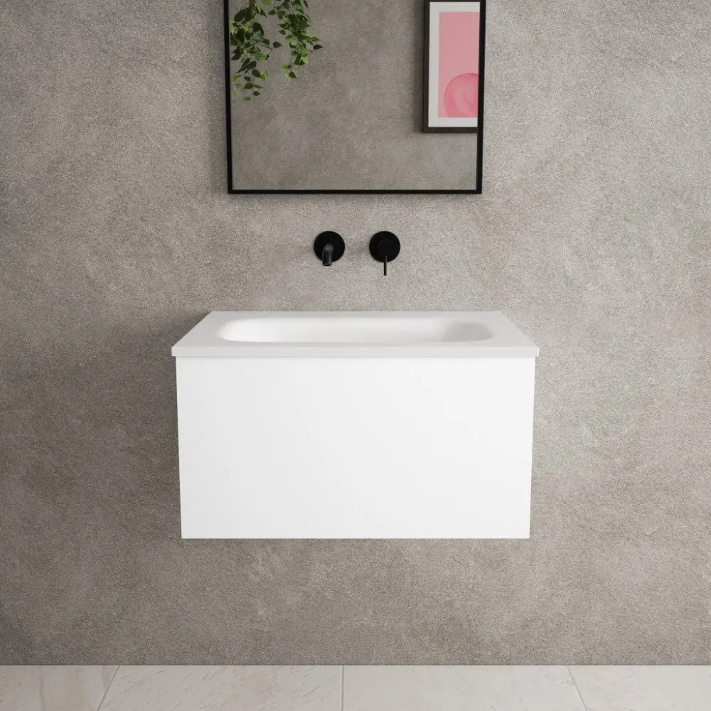 Raffinata One Drawer Vanity Unit Beyondstone Basin - Matt Pearl 600mm
