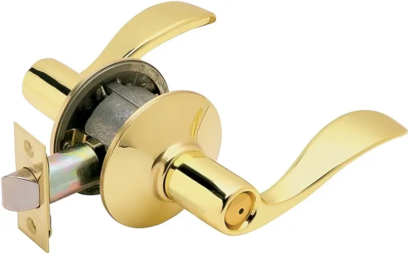 Schlage Accent Series F40 ACC 605 Privacy Lever, Mechanical Lock, Bright Brass, All-metal, Residential, 2 Grade