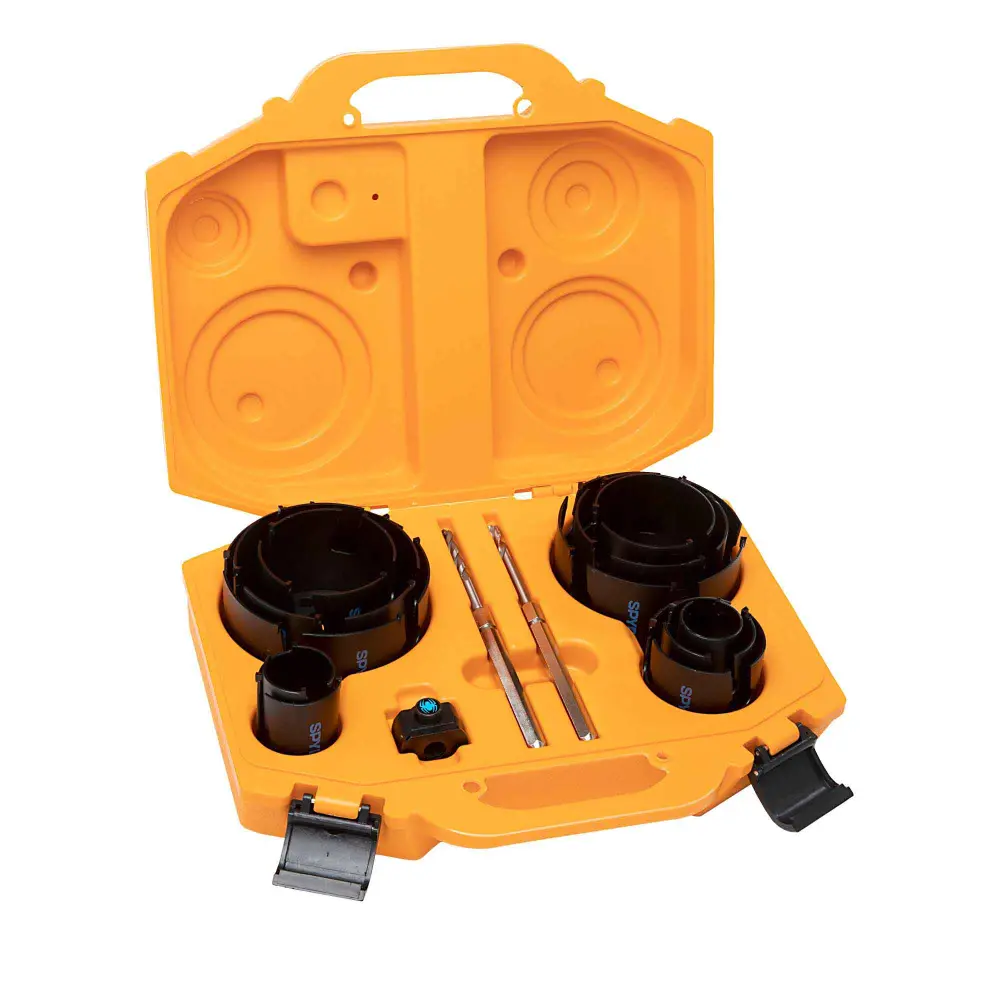 Set Tungsten Carbide (TCT) Tipped Hole Saws Masonry and Wood (HEX 10), 14 Pieces