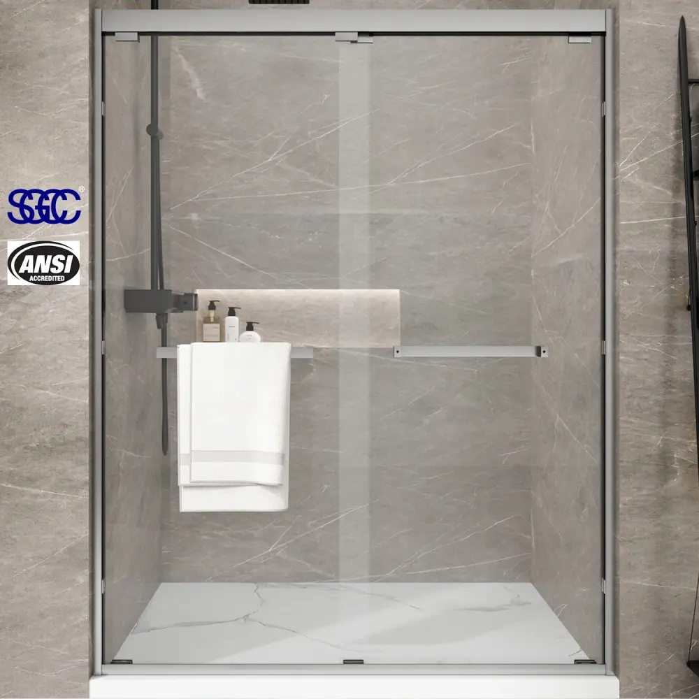 56 to 60 . W x 76 . H Sliding Semi Framed Shower Door Matte Nickel Clear Glass