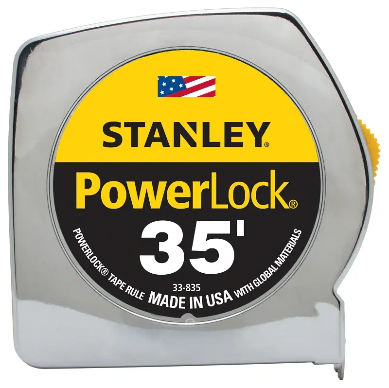 STANLEY 33-835 Measuring Tape, 35 ft L Blade, 1 W Blade, Steel Blade, ABS Case, Chromium Case