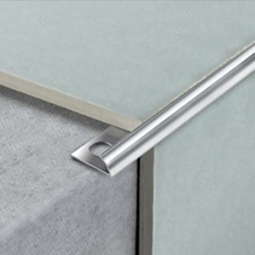 Tile Trim 10mm x 8ft Aluminum Silver Satin Round TT002