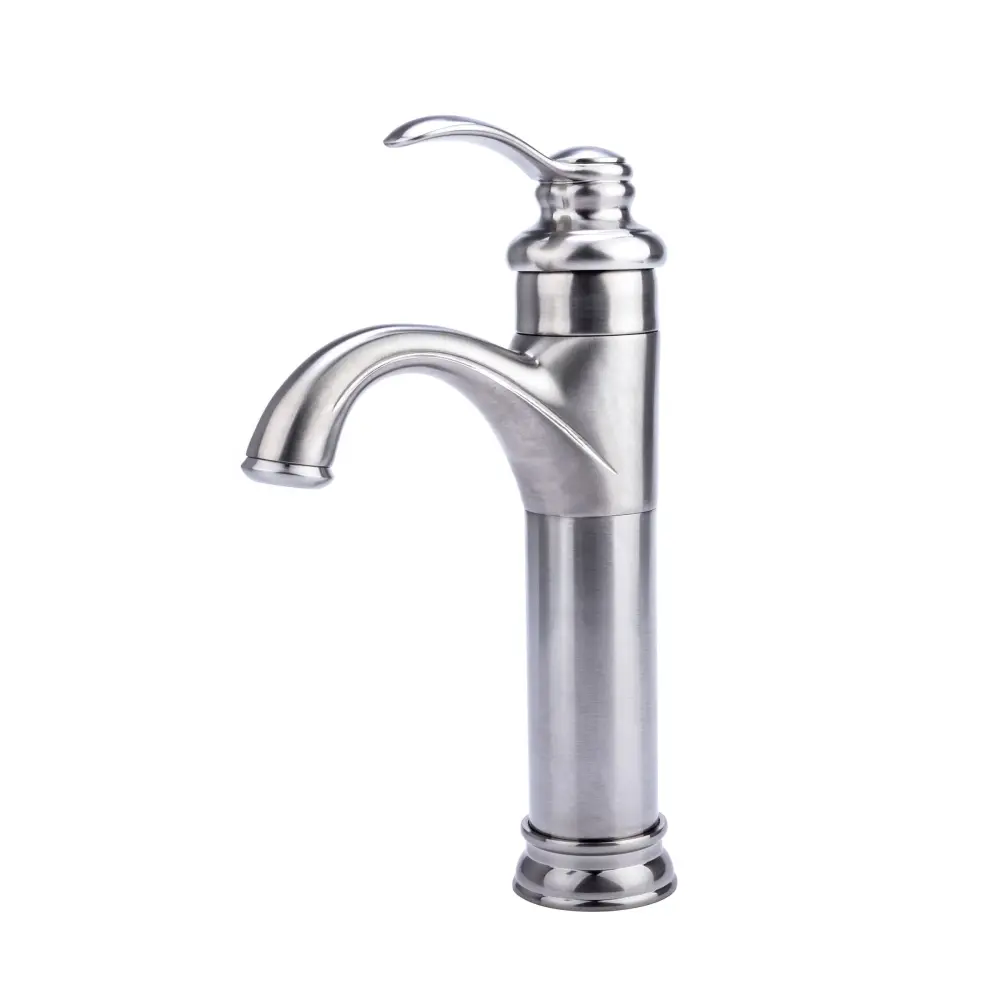 Transitional Unitary Hole Single-Handle Vessel Bathroom Faucet Brushed Nickel Quick-Release