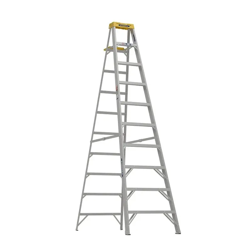 WERNER 310 Step Ladder, 14 ft Max Reach H, 9-Step, 300 lb, Type IA Duty Rating, 3 D Step, Aluminium, Black