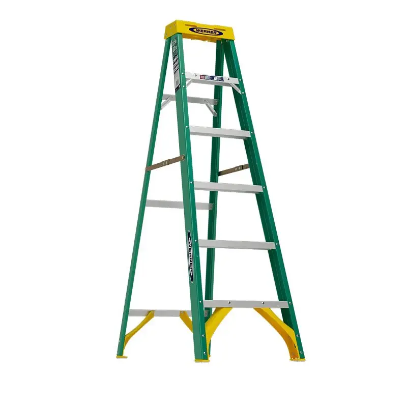 Werner 5906 Step Ladder, 6 ft H, Type II Duty Rating, Grp, 225 lb, 5-Step, 10 ft Max Reach