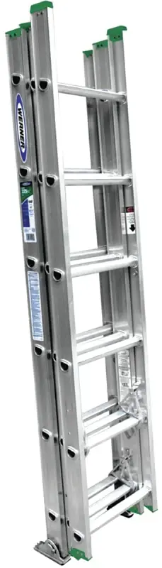 Werner D1216-3 Extension Ladder, 15 ft H Reach, 225 lb, Aluminium | Variable Speed | Overload Protection