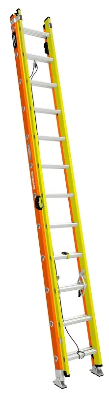 Werner GLIDESAFE T6200-2GS Series T6224-2GS Extension Ladder, 23 ft H Reach, 300 lb, 24-Step, Grp, Orange/Yellow