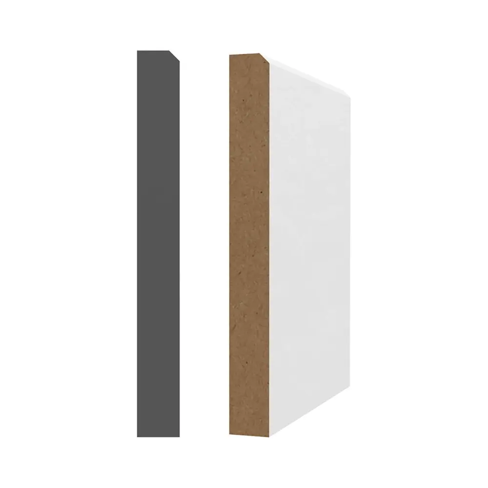 White Primed MDF Baseboard 1/2''x4-1/2''x8'