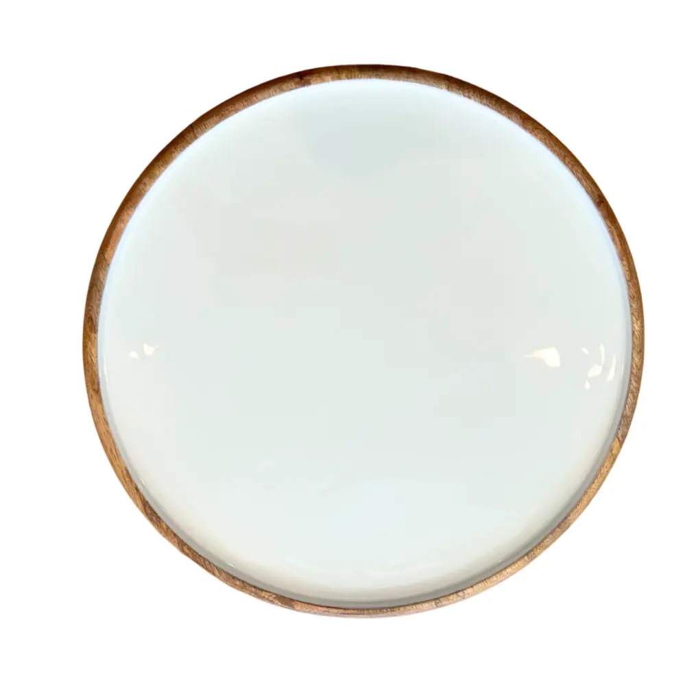 Wood & Enamel Round Platter Work Light