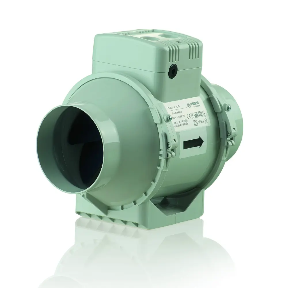 Xpelair TURBO-E 100 T Mixed Flow -Line Extractor Fan Timer- employ 100mm / 4 Inch Ducting, 240 V, Grey