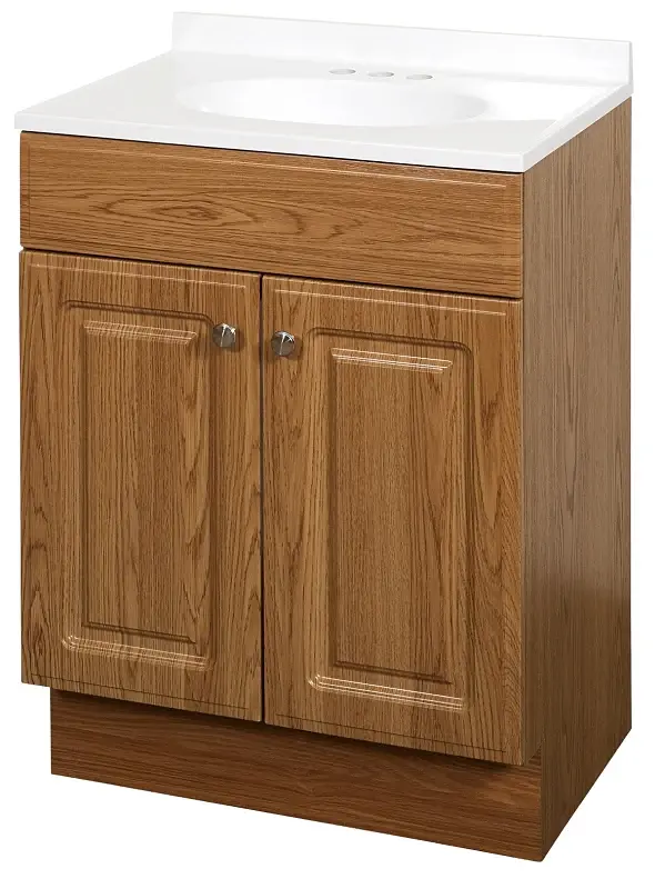 Zenna Home RBC24KK 2-Door Raised Panel Vanity Top, 24 W, 18 D, 35 H, Wood, Oak, Cultured Marble Sink, 1 EA