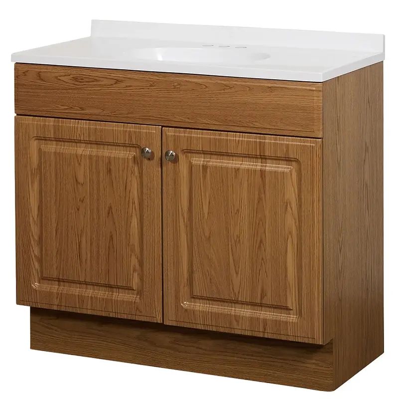 Zenna Home RBC36KK 2-Door Raised Panel Vanity Top, 36 W, 18 D, 35 H, Wood, Oak, Cultured Marble Sink, 1 EA