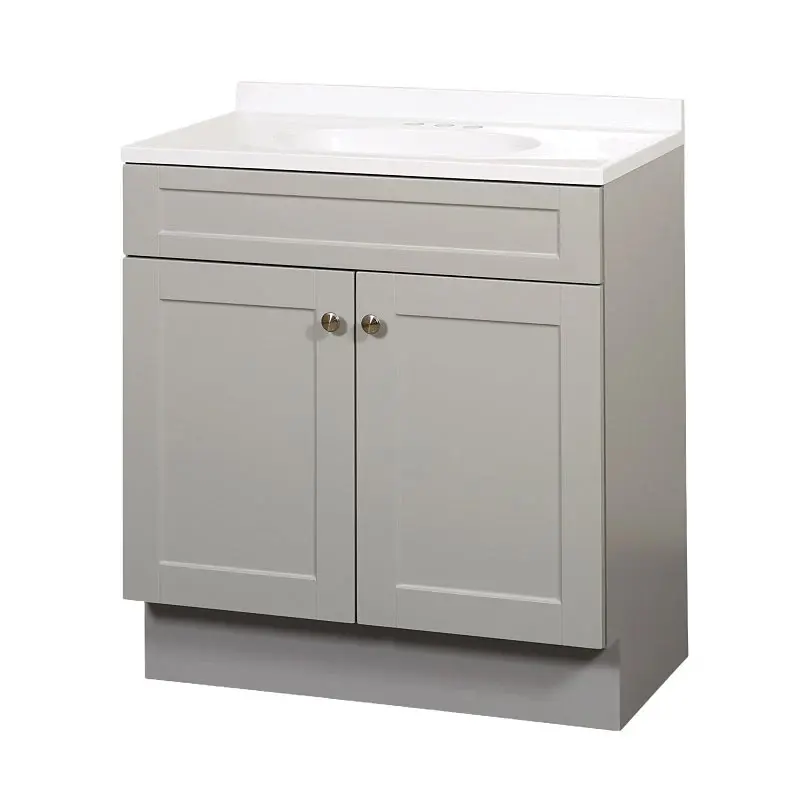Zenna Home SBC30GY 2-Door Shaker Vanity Top, 30 W, 18 D, 35 H, Wood, Cool Graphite, Cultured Marble Sink, 1 EA