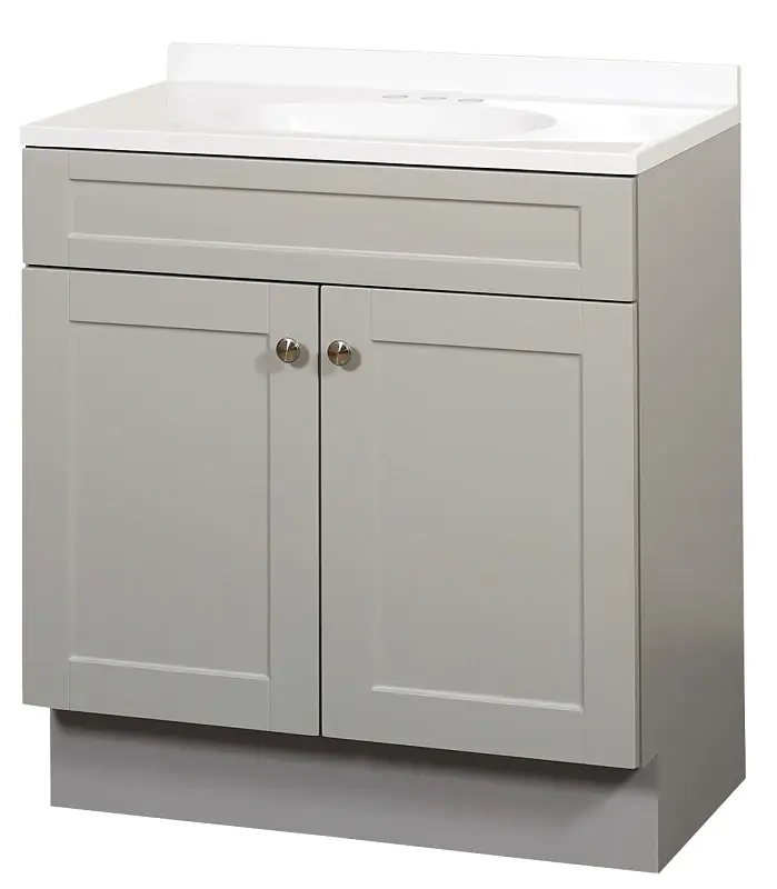 Zenna Home SBC36GY 2-Door Shaker Vanity Top, 36 W, 18 D, 35 H, Wood, Chilly Gray, Cultured Marble Sink, 1 EA