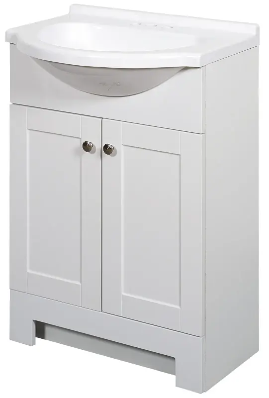 Zenna Home SEC24WW 2-Door Euro Shaker Vanity Top, Wood, White, Cultured Marble Sink, Snow Sink