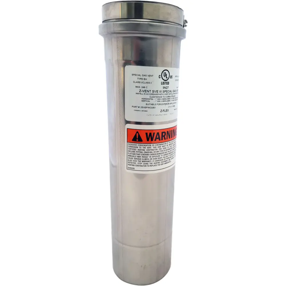 Z-Vent 3 Inch Individual Wall Pipe (available lengths 1 to 5 ft)