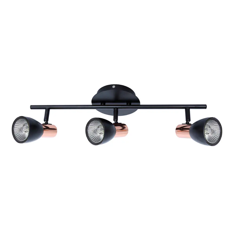 Black and Copper Riviera 3-Lights Track Light, 24.4" x 6.6"