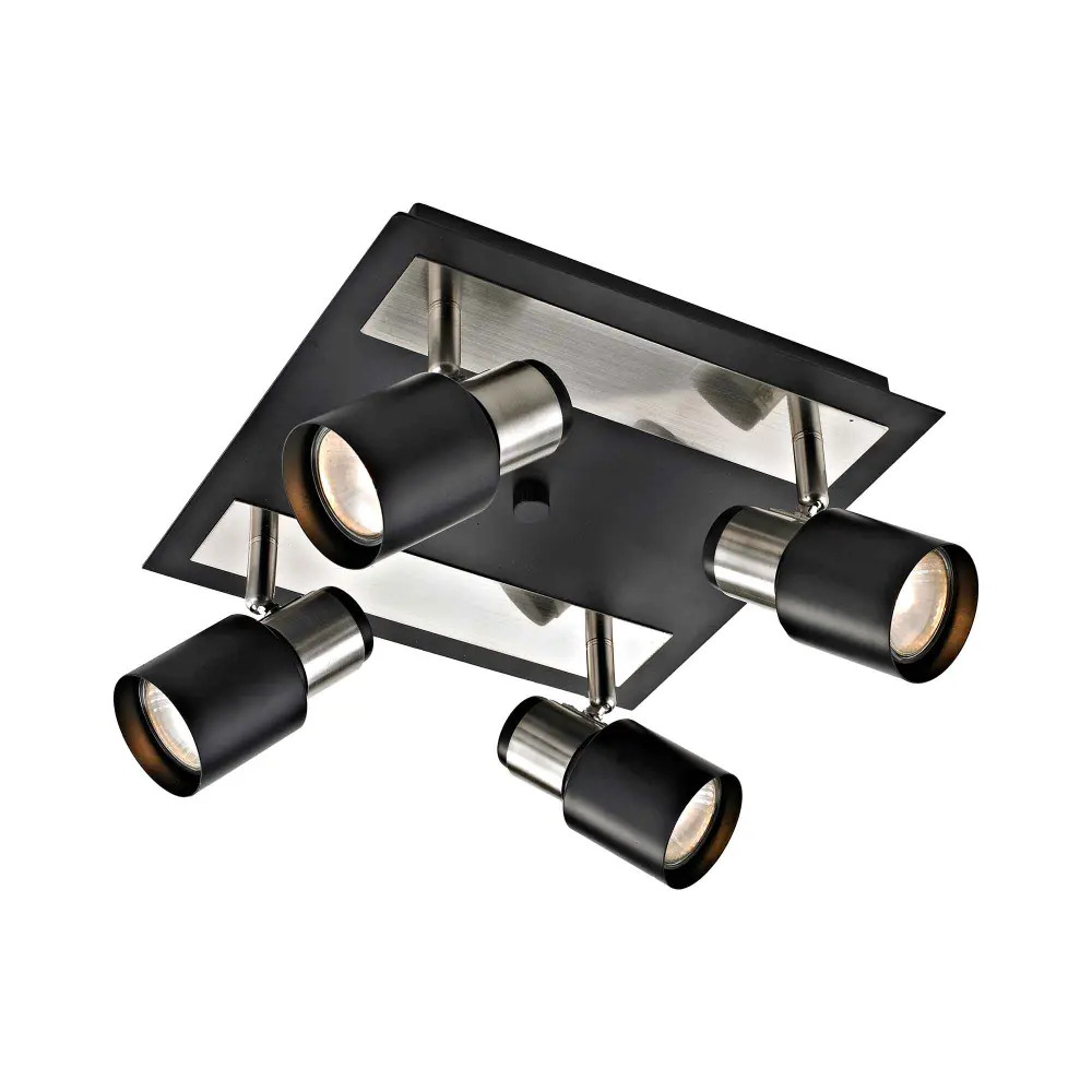 Jackson 4-Head Track Light Brushed Nickel and Dull Black, 11.1" x 6.1"