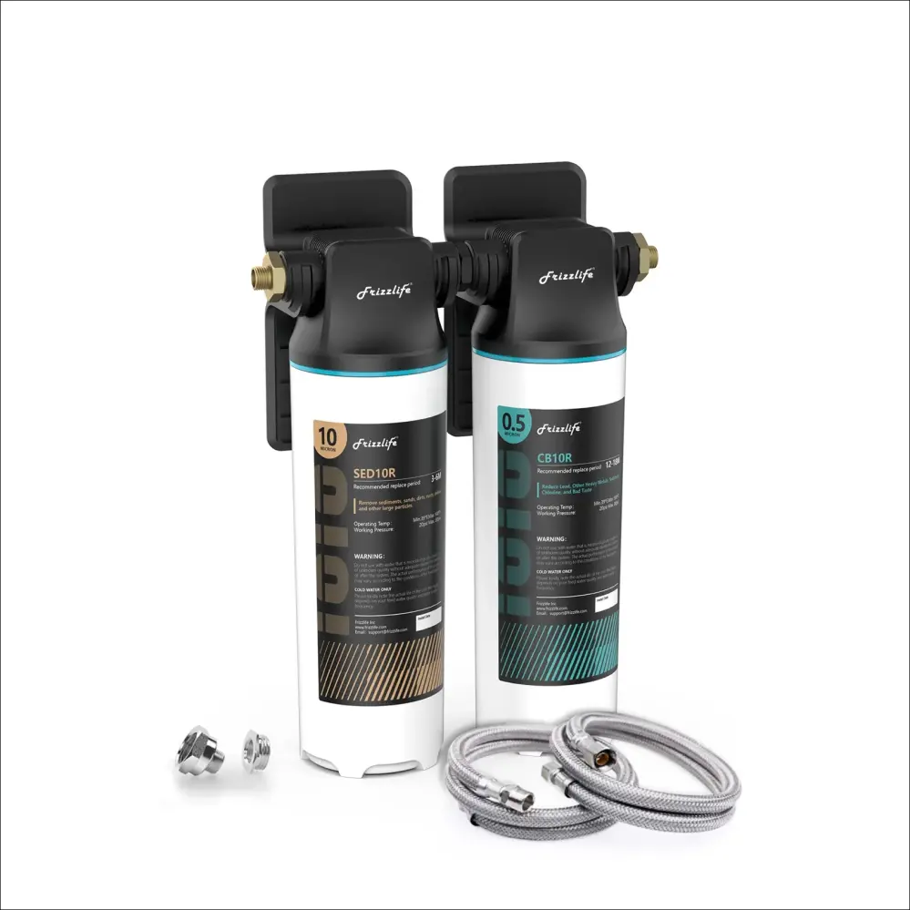Frizzlife DW10 Under Sink Water Filter System, NSF/ANSI 53&42 Guaranteed Elements, Direct Connect 2-Stage Water Filter