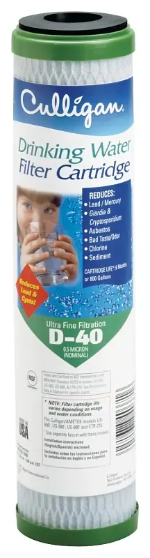 Culligan D-40A Replacement Water Filter, : Culligan US-600A Undersink Drinking Water Filtration, 0.5 um Filter Quick-Chang...