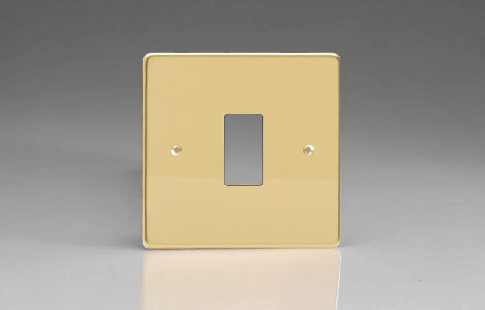 Varilight Flat Plate Powergrid Polished Warm alloy 1-Gang Faceplate