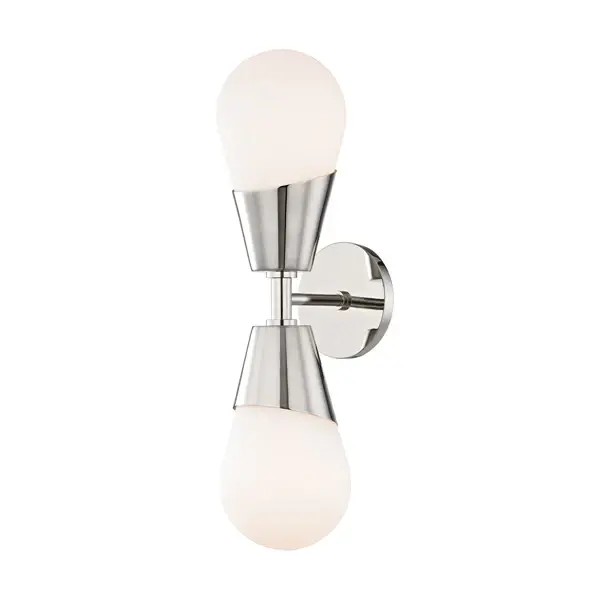 Cora 2 Light Wall Sconce - Glossy Nickel