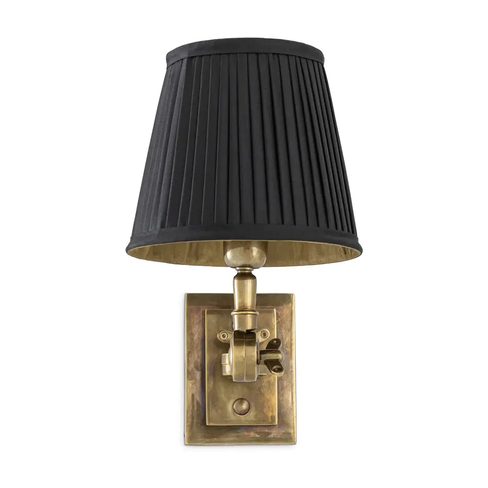 Wentworth Individual Wall Lamp - Vintage Brass & Black Shade