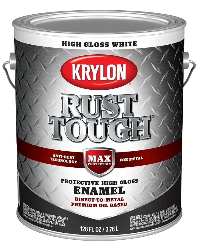Krylon Rust Tough K09729008 Enamel Paint, Gloss Sheen, Alabaster, 1 gal, 400 sq-ft/gal Coverage Area