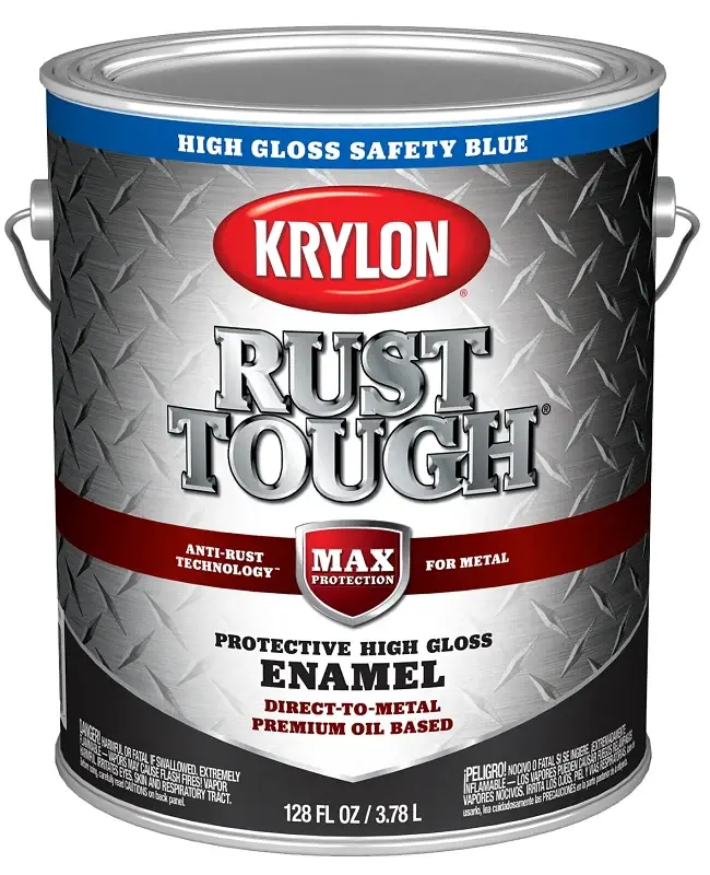 Krylon Rust Tough K09741008 Enamel Paint, Gloss Sheen, Safety Navy, 1 gal, 400 sq-ft/gal Coverage Area
