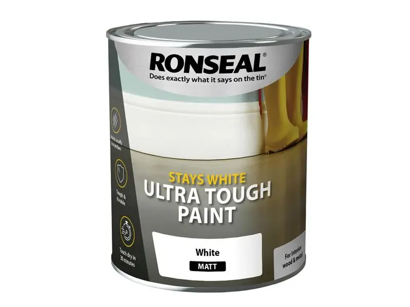 Ronseal Stays Pearl Ultra Tough Paint Matt White 750ml