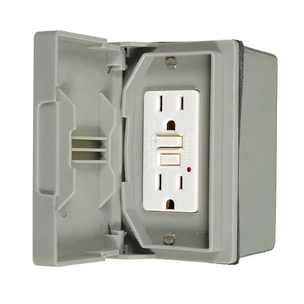 GFCI Kit Weatherproof Horizontal Receptacle 15 / 125 V, Grey