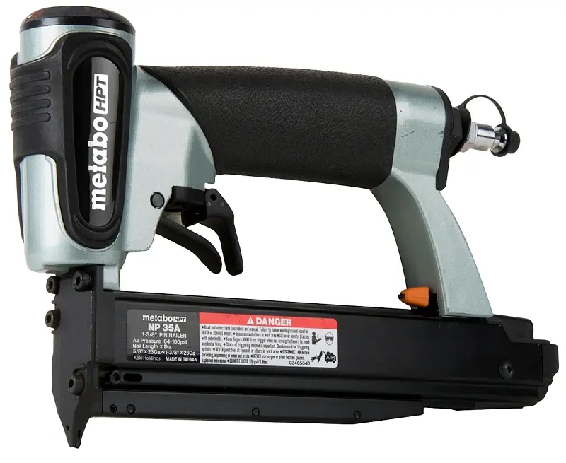 Metabo HPT NP35AM Nano Pin Nailer, 100 Magazine, 90 deg Collation, Strip Collation, 0.02 scfm Air