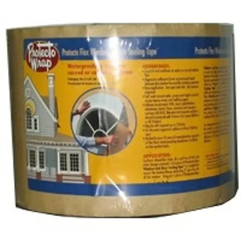 Protecto Wrap 843606SW Window and Door Sealing Tape, 50 ft L, 6 W, HDPE, Gray/White, Self-Adhesive