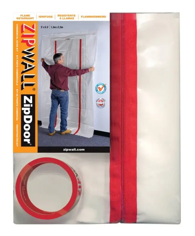 Zipwall ZDC Dust Barrier Door Kit, 4 ft L, 8 ft W, Plastic, Crystal