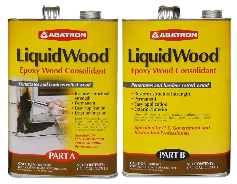 Abatron LW2GKR Wood Filler, Liquid, Faint, Slightly Aromatic Part , Irritating Ammonia Part B, Glass-like, 2 gal, Can