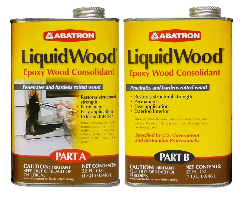 Abatron LW2QKR Wood Filler, Liquid, Faint, Slightly Aromatic Part , Irritating Ammonia Part B, Distinct, 2 qt, Can