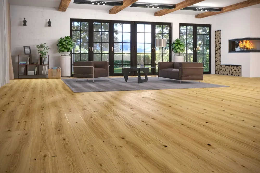 Developed Oak Flooring - One Strip, Natural Oak, Lacquered, 1092x180x14mm