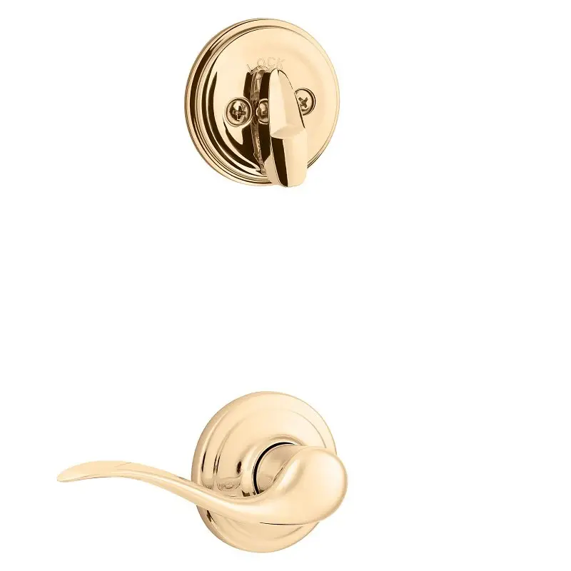 Kwikset 966TNL RH 3 Lever Trim Set, Tustin, 3 Grade, Zinc, Shiny Brass