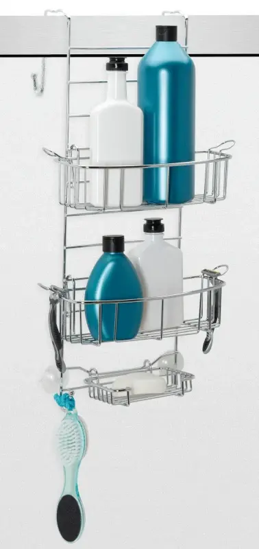 Zenna Home E7803SS Door Caddy, 2-Shelf, Steel, Shiny metal, 12-1/4 OAW, 22-3/4 OAH, 9 OAD